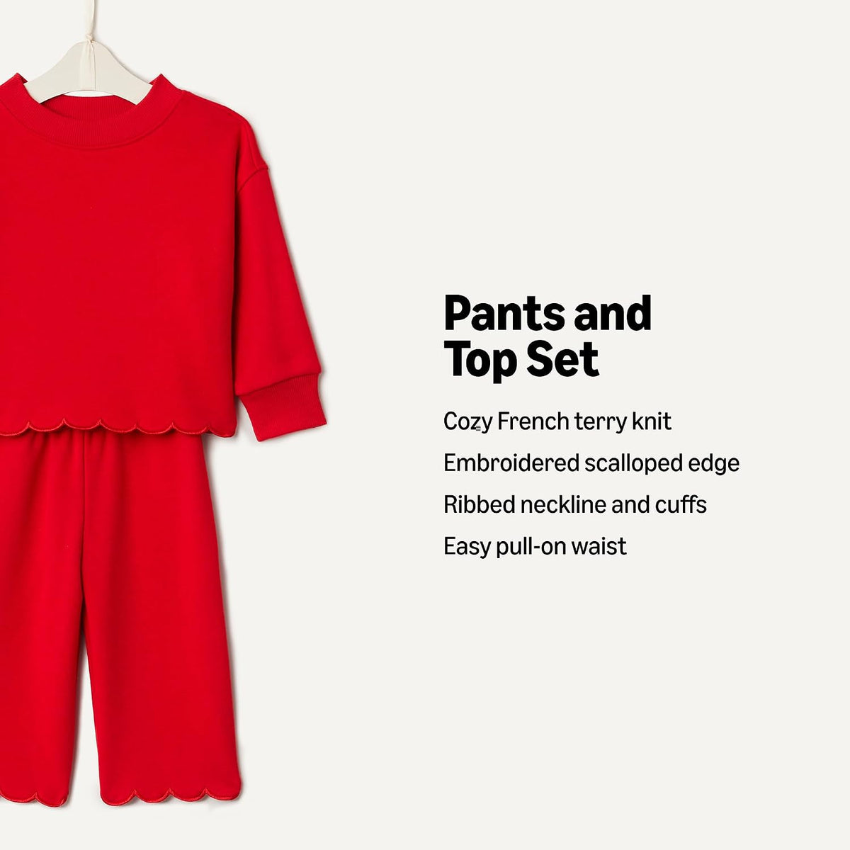 Amazon Essentials x Sofia Grainge Toddlers and Baby Girls' French Terry Sweatshirt Pant and Top Set