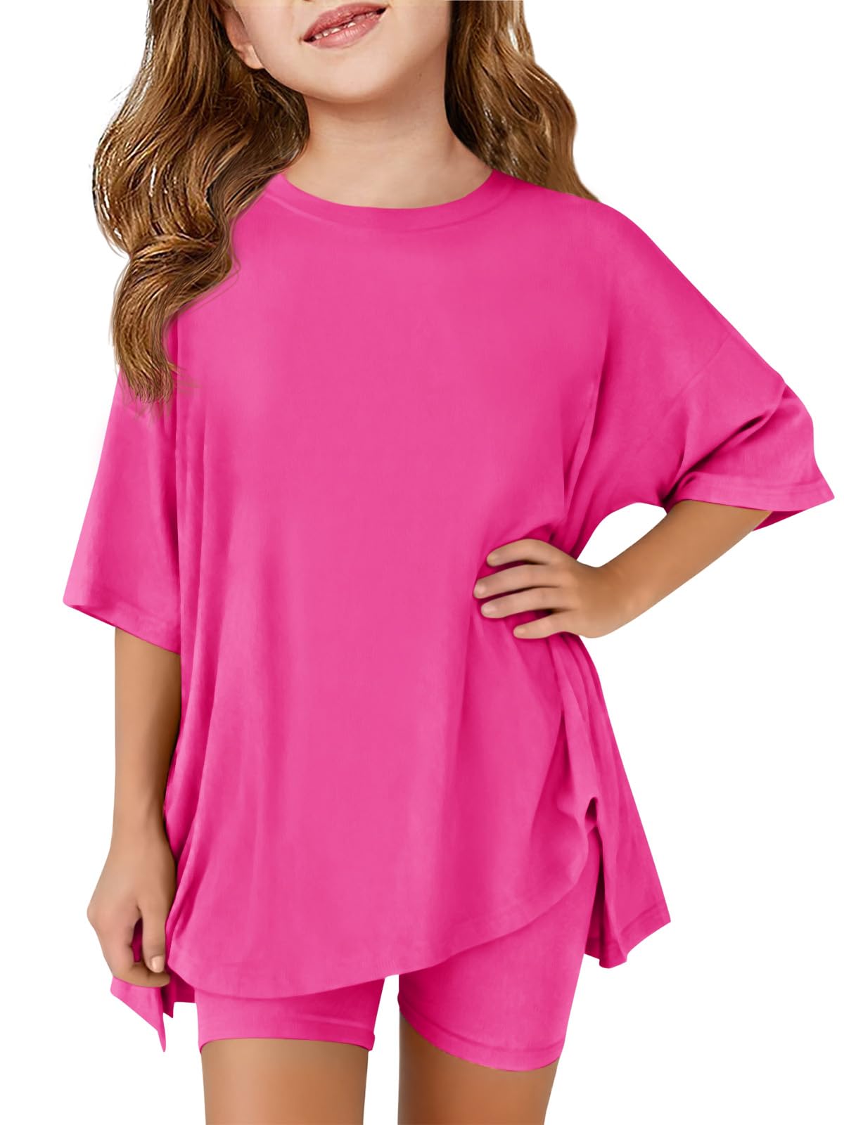 Haloumoning Girls Summer Lounge Set Oversized 2 Piece Clothing Sets