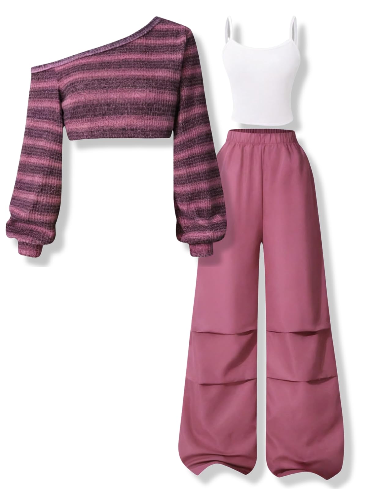 Girls Clothes 3 Piece Shirt Cami Top Pants Outfits 9-16 Years