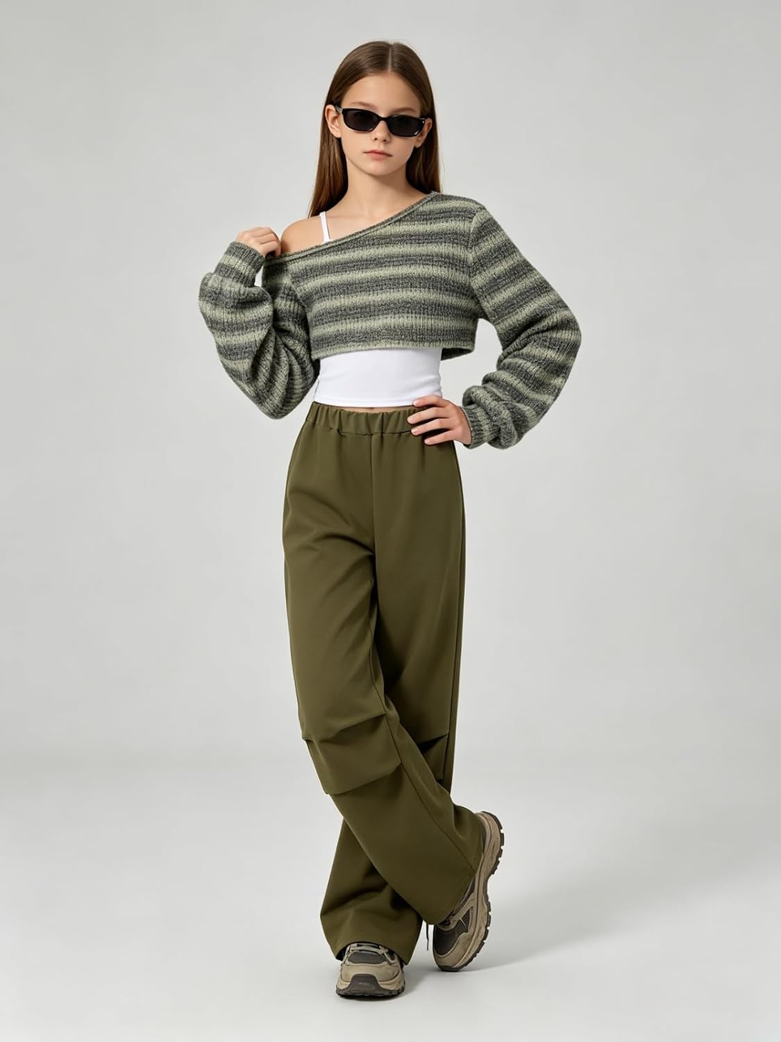 Girls Clothes 3 Piece Shirt Cami Top Pants Outfits 9-16 Years