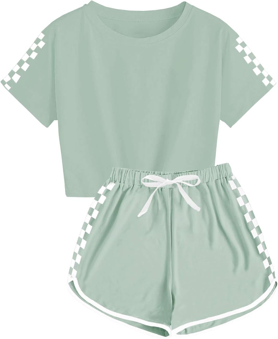 Haloumoning Unisex Girls Boys 2 Piece Outfits Crop Tops and Shorts Set