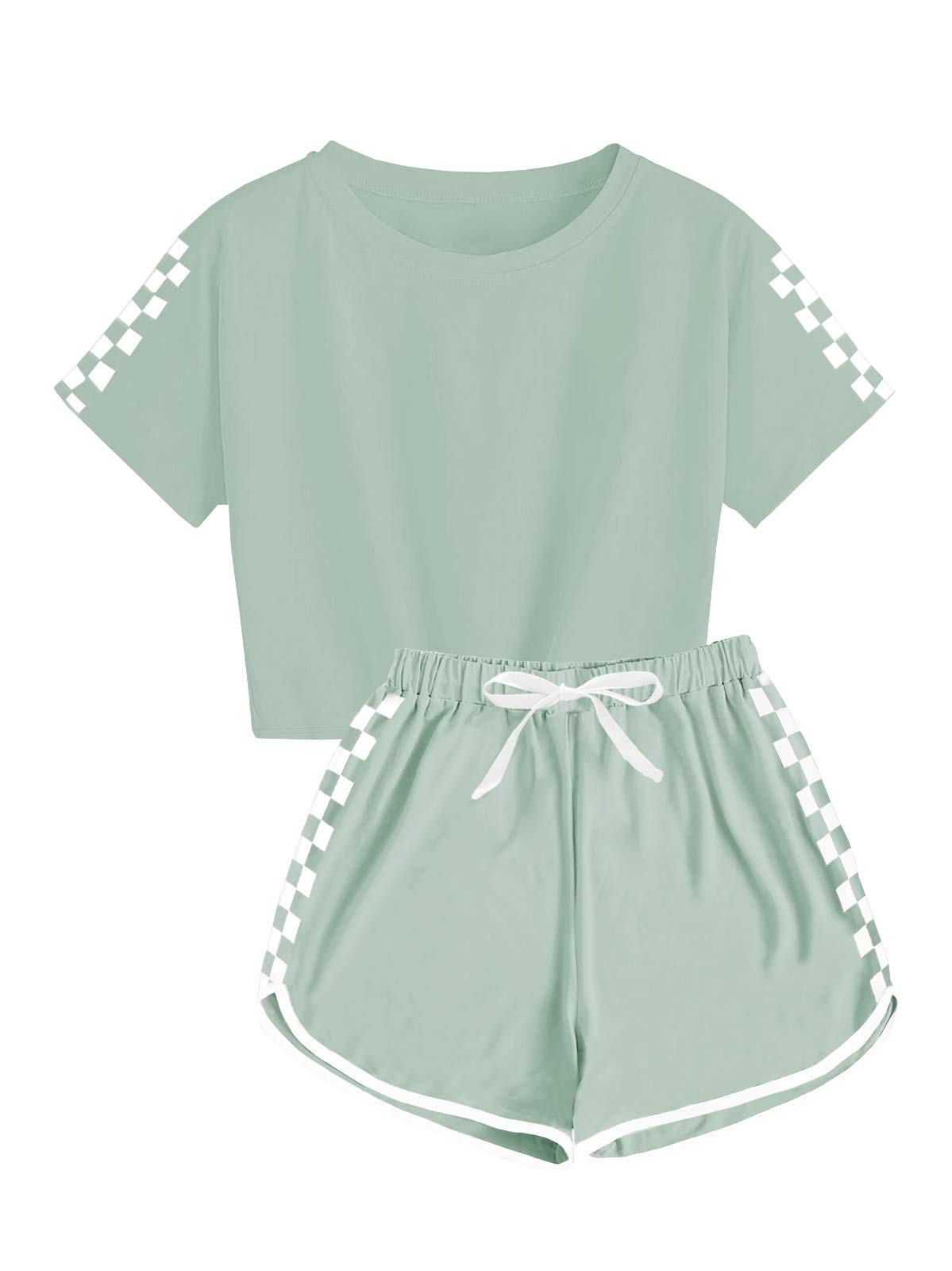 Haloumoning Unisex Girls Boys 2 Piece Outfits Crop Tops and Shorts Set