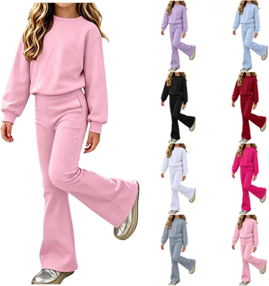 Girls Sweatsuit Set Boys Tracksuit Kids 2 Piece Outfits Crewneck Pullover Sweatshirt Jogger Sweatpants Matching Set