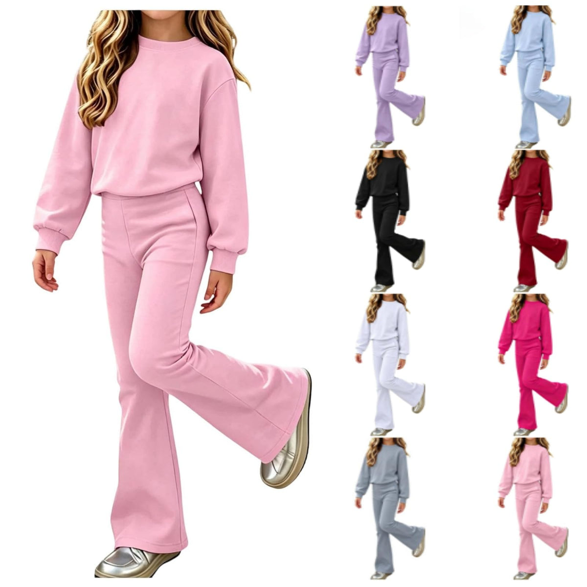 Girls Sweatsuit Set Boys Tracksuit Kids 2 Piece Outfits Crewneck Pullover Sweatshirt Jogger Sweatpants Matching Set