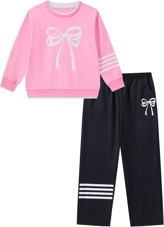 Girls 2 Piece Outfits Crewneck Sweatshirt Pants Girls Fall Winter Clothes Set 6-14Y
