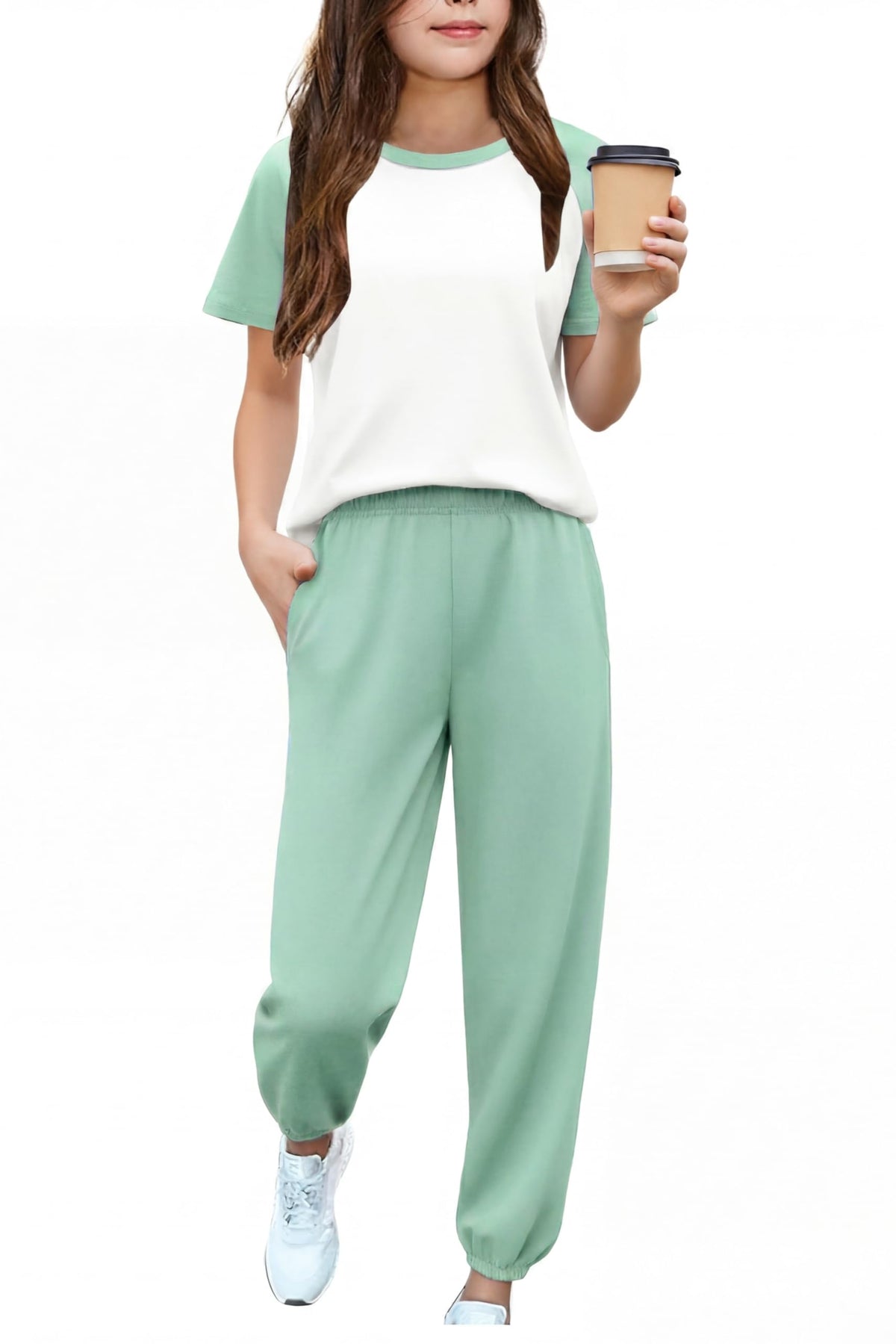 Arshiner Girls Outfits Fashion Short Sleeve Tops and Jogger Pants Set