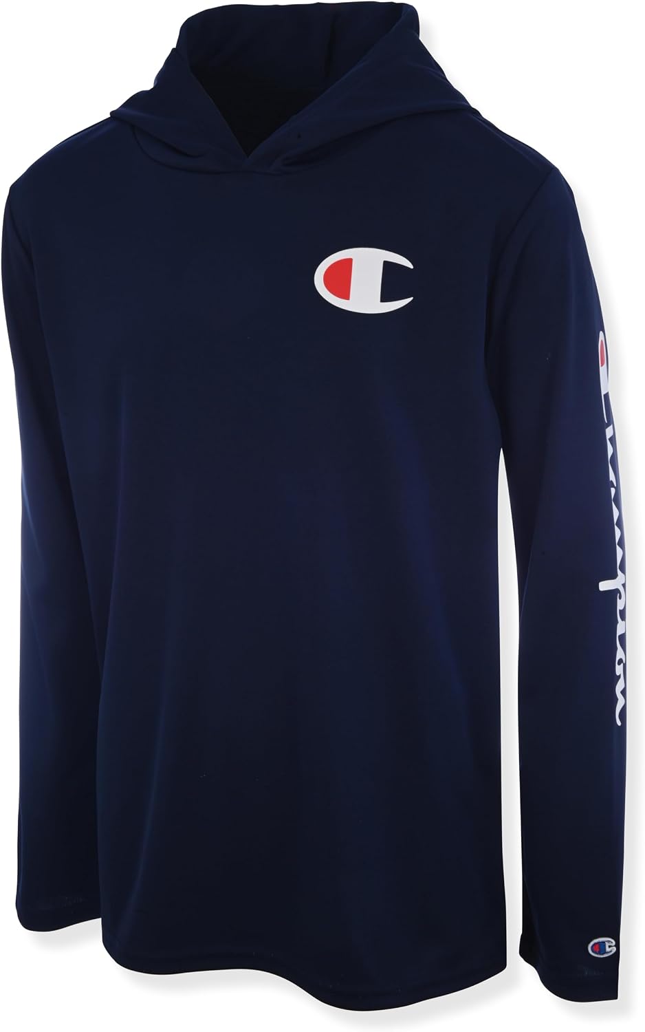 Champion Boys Long Sleeve Hooded Tee Shirt Lightweight Tech Fabric Athletic T-Shirt for Kids