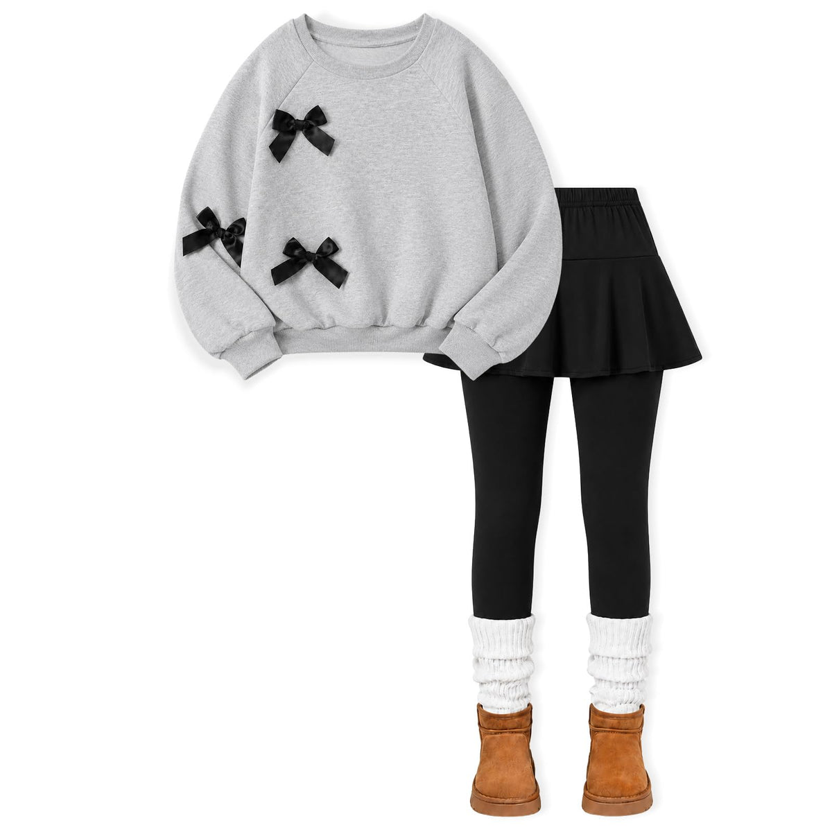 Toddler Girl Clothes Ruffle Long Sleeve Heart Print Tops and Pants 2PC Little Girl Winter Outfits Size (4-7T)