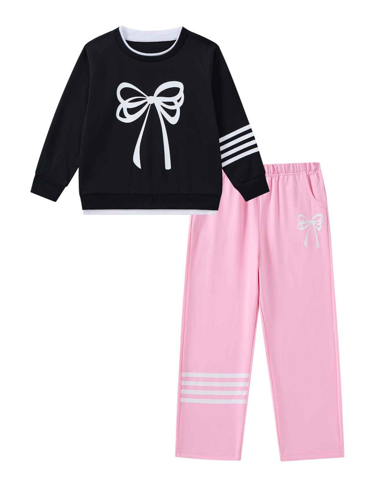 Girls 2 Piece Outfits Crewneck Sweatshirt Pants Girls Fall Winter Clothes Set 6-14Y
