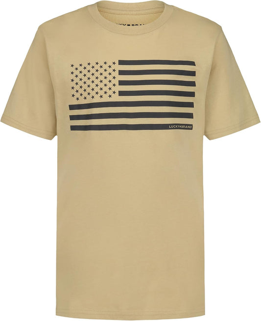 Lucky Brand Boys' Short Sleeve Graphic Crew Neck T-Shirt, Soft, Comfortable, Relaxed Fit