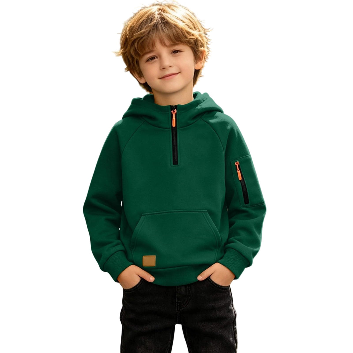 Boys Hoodies Quarter Zip Long Sleeve Pullover Hooded Sweatshirt 2026 Kids Fall Winter Teen Boy Clothes 4-15 Years