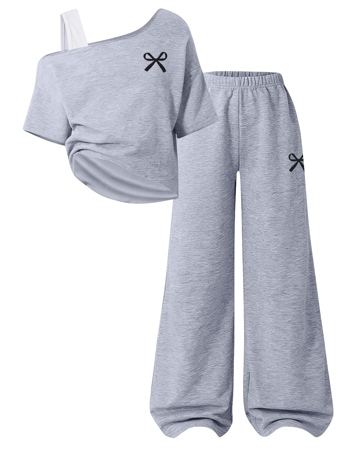 Teen Girls Clothes Off the Shoulder Top and Wide Leg Pants Matching Outfit Set with Pockets Size 7-16