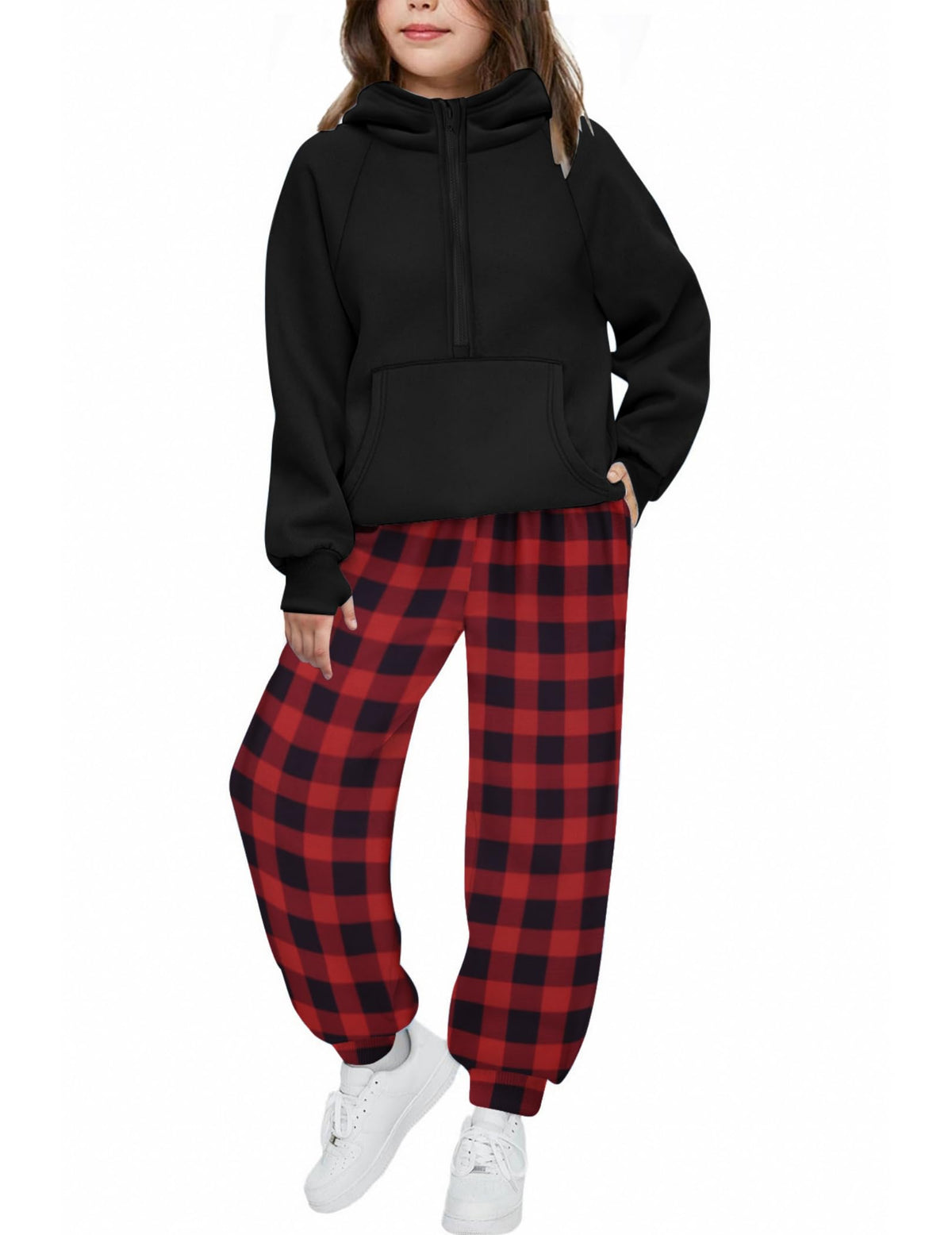 Arshiner Girls 2 Piece Outfits Sweatsuit Half Zip Sweatshirt and Sweatpants