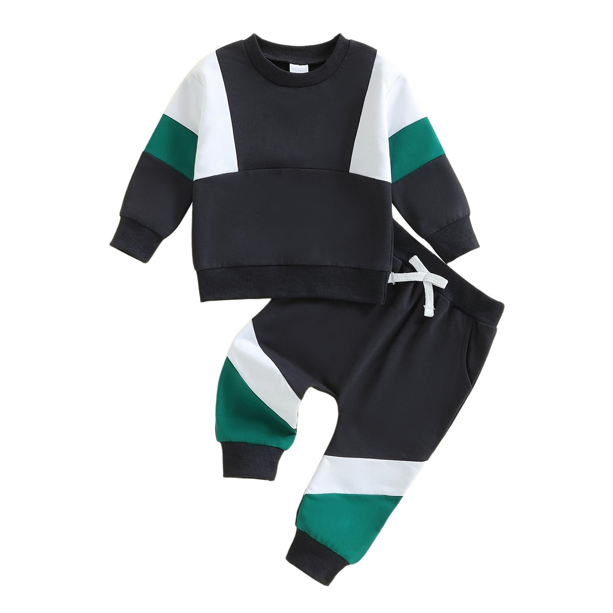 Kupretty Toddler Baby Boy Clothes Color Block Sweatshirt Pants Set