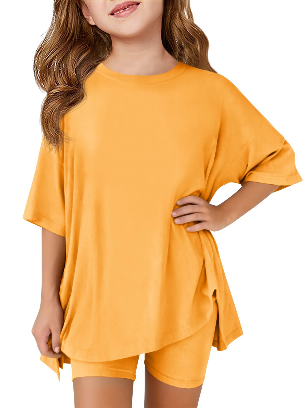 Haloumoning Girls Summer Lounge Set Oversized 2 Piece Clothing Sets
