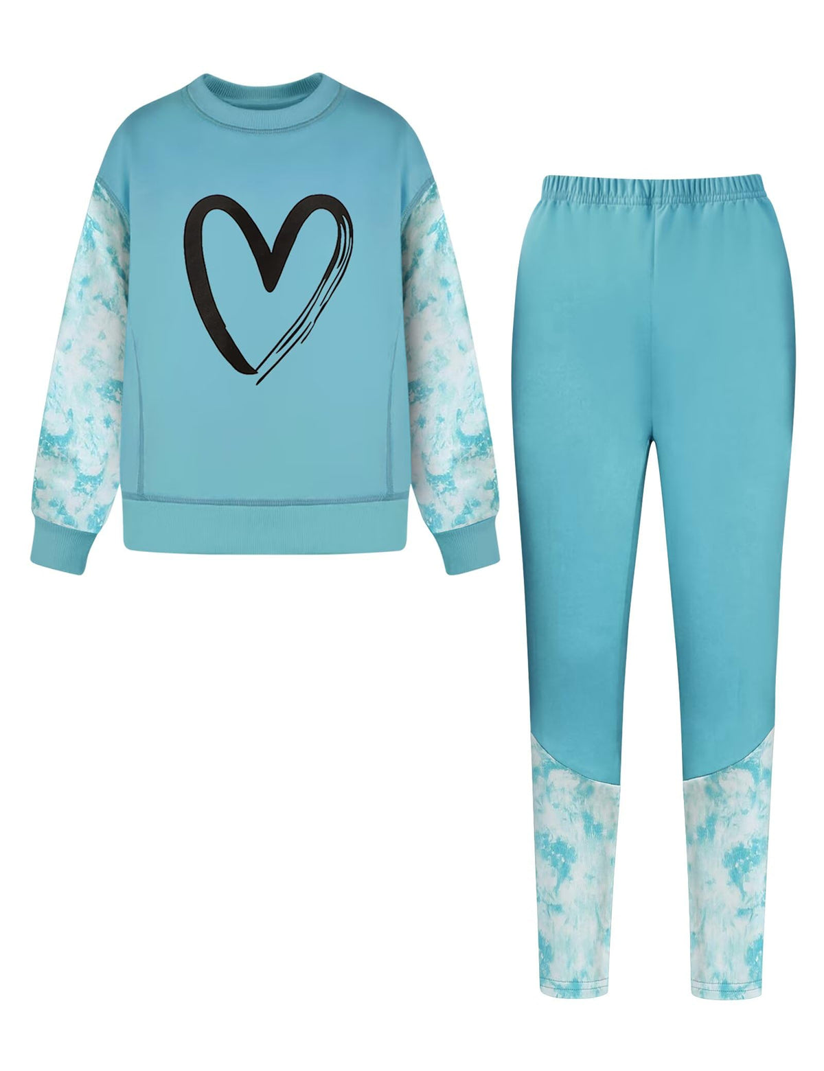 Size 7-14 Years Girls Fall Clothes Long Sleeve Bow Printed Top + Leggings Pants Teen Girls 2 Piece Outfits Set
