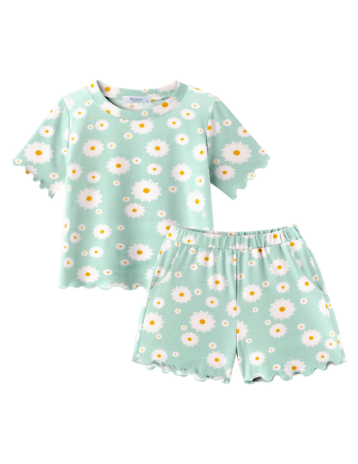 Arshiner Toddler Girls Clothes Ruffle Sleeves Top and Short 2 Piece Outfits