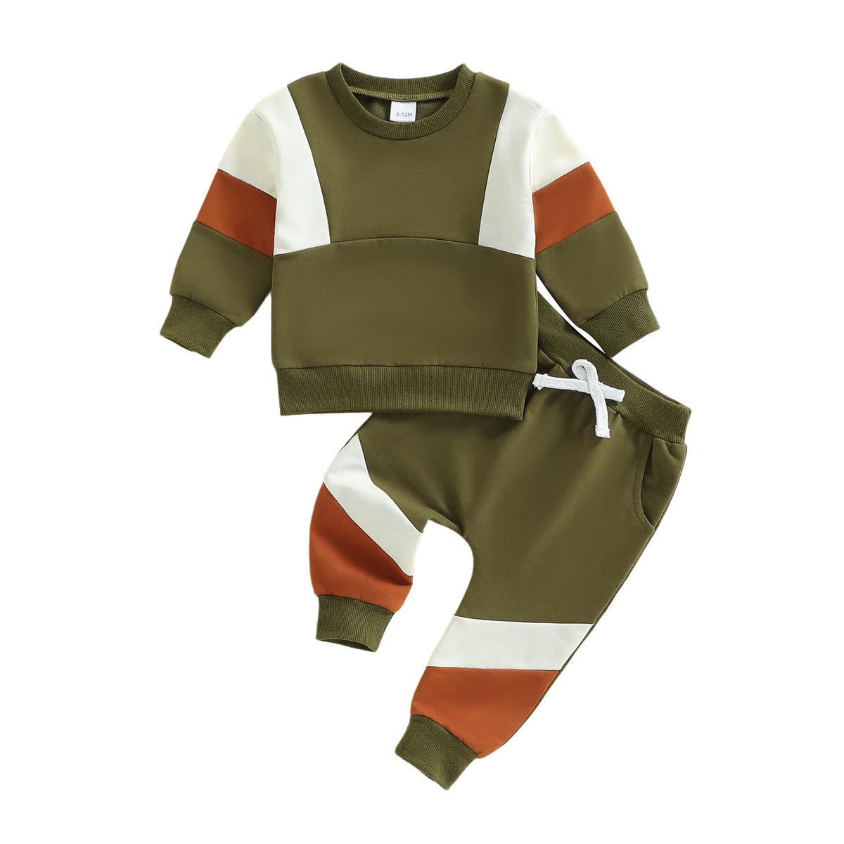 Kupretty Toddler Baby Boy Clothes Color Block Sweatshirt Pants Set