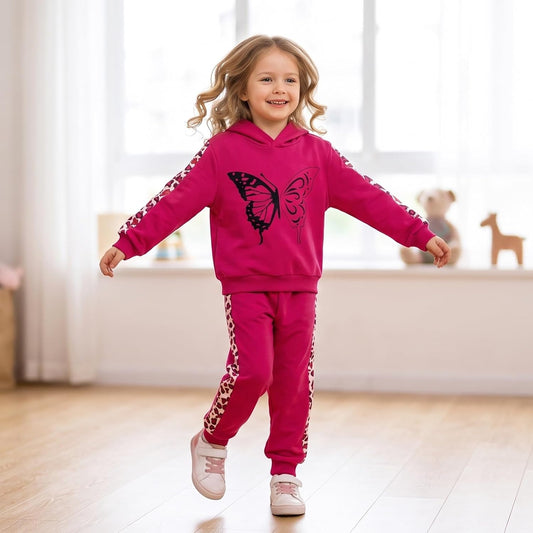 Girls Clothes Toddler Leopard Hoodie and Sweatpants Set, Ages 4-12