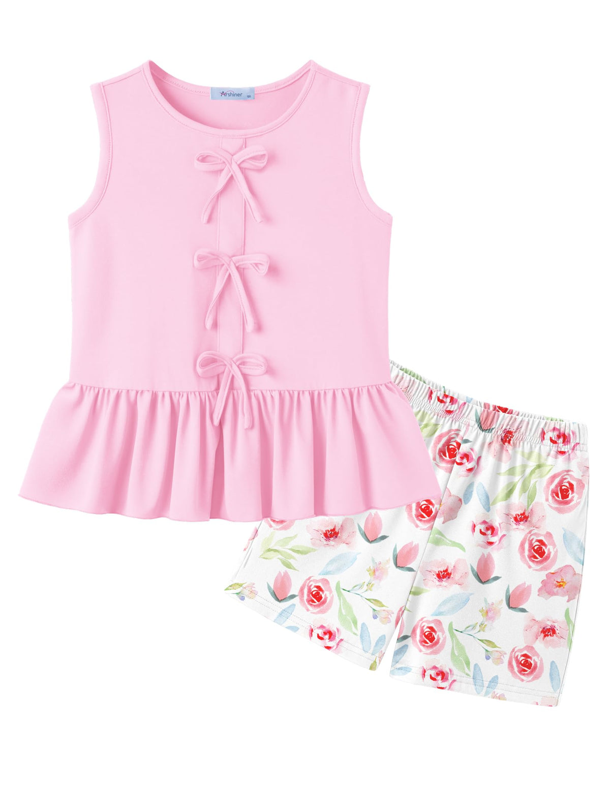 Arshiner Girls Clothes Summer 2 Piece Outfit Butterfly Knot Tops and Shorts
