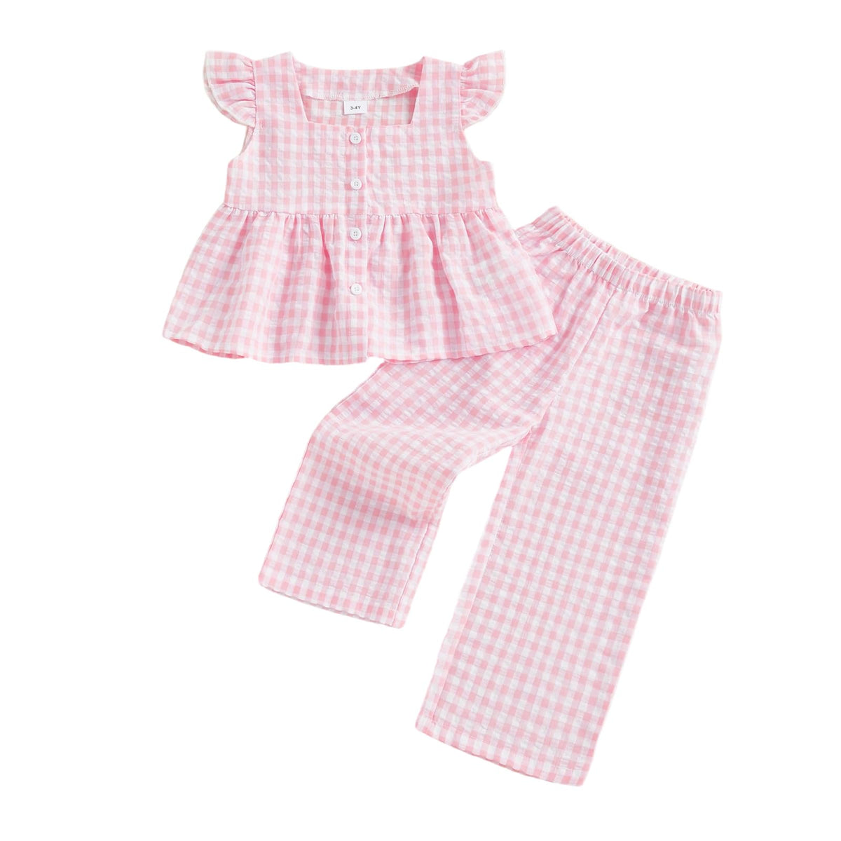 Kupretty Toddler Girl Clothes Ruffle Sleeveless Shirt Pants Set