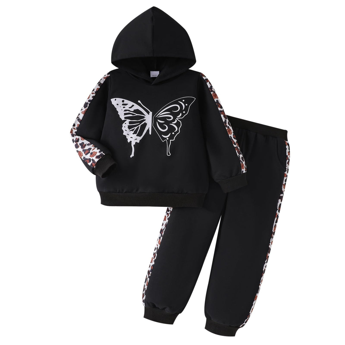 Girls Clothes Toddler Leopard Hoodie and Sweatpants Set, Ages 4-12