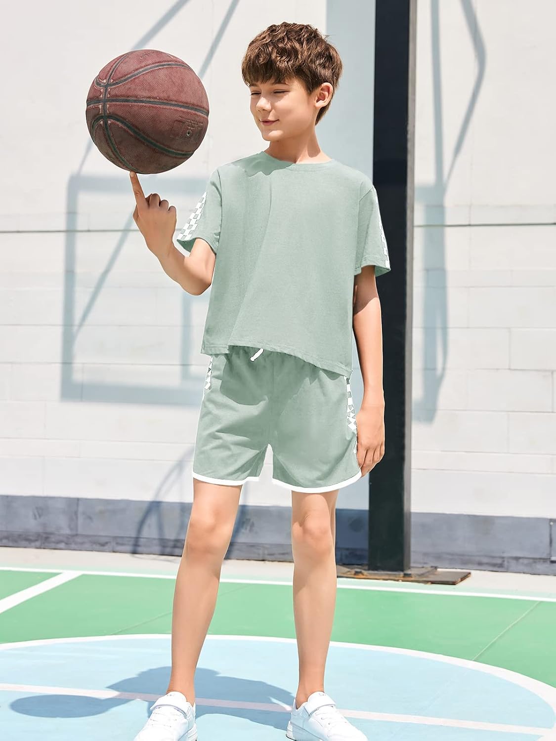 Haloumoning Unisex Girls Boys 2 Piece Outfits Crop Tops and Shorts Set