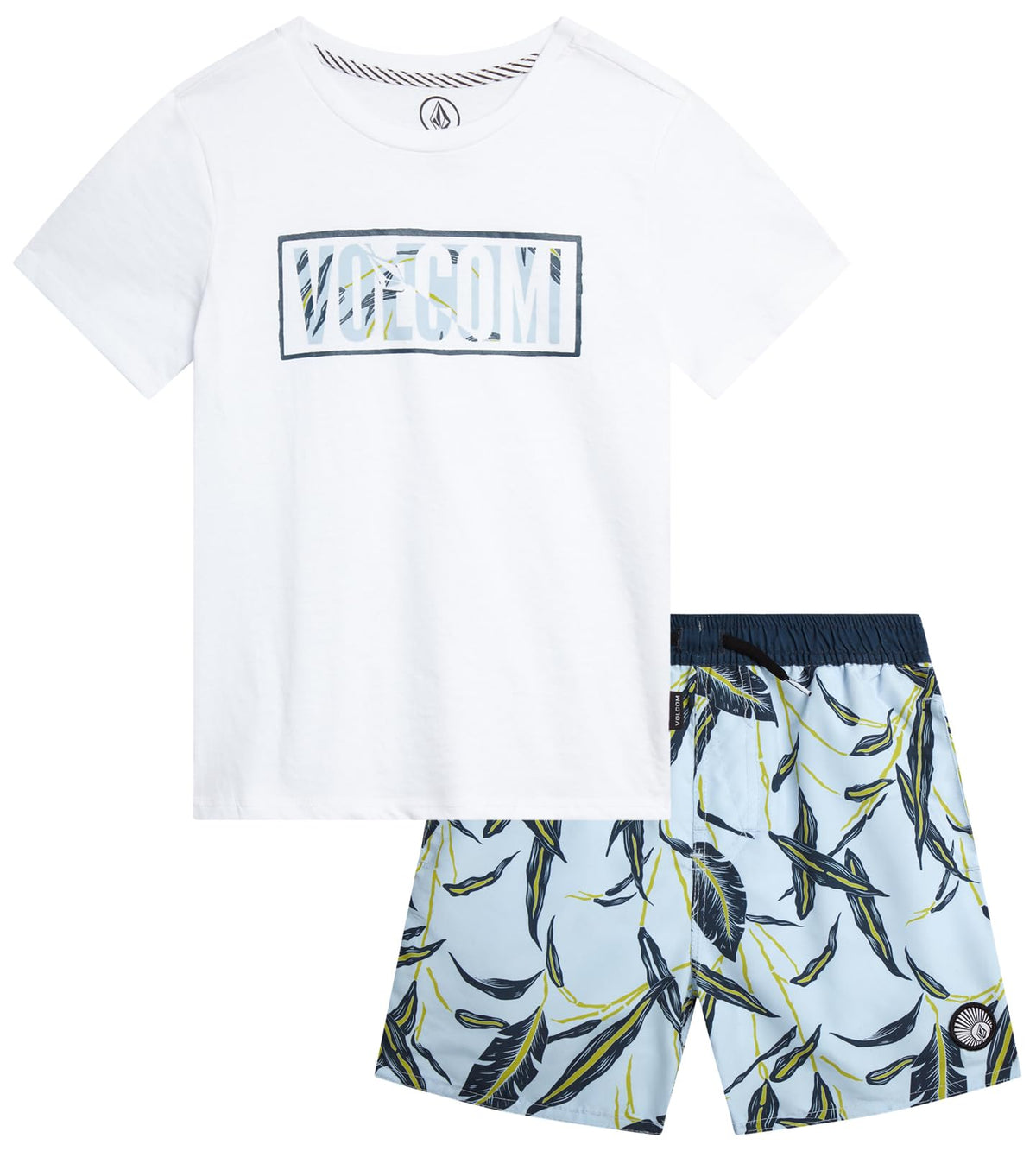 Volcom Baby Boys Swim Set 2-Piece Short Sleeve Tee Quick Dry Board Shorts