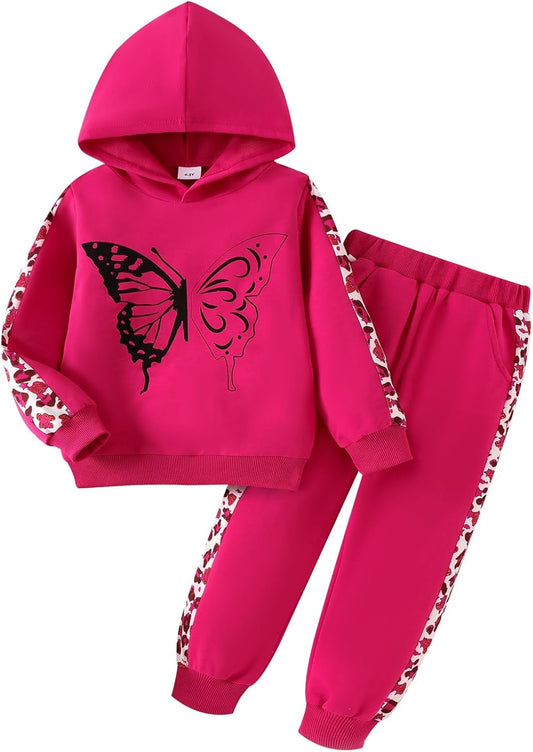Girls Clothes Toddler Leopard Hoodie and Sweatpants Set, Ages 4-12