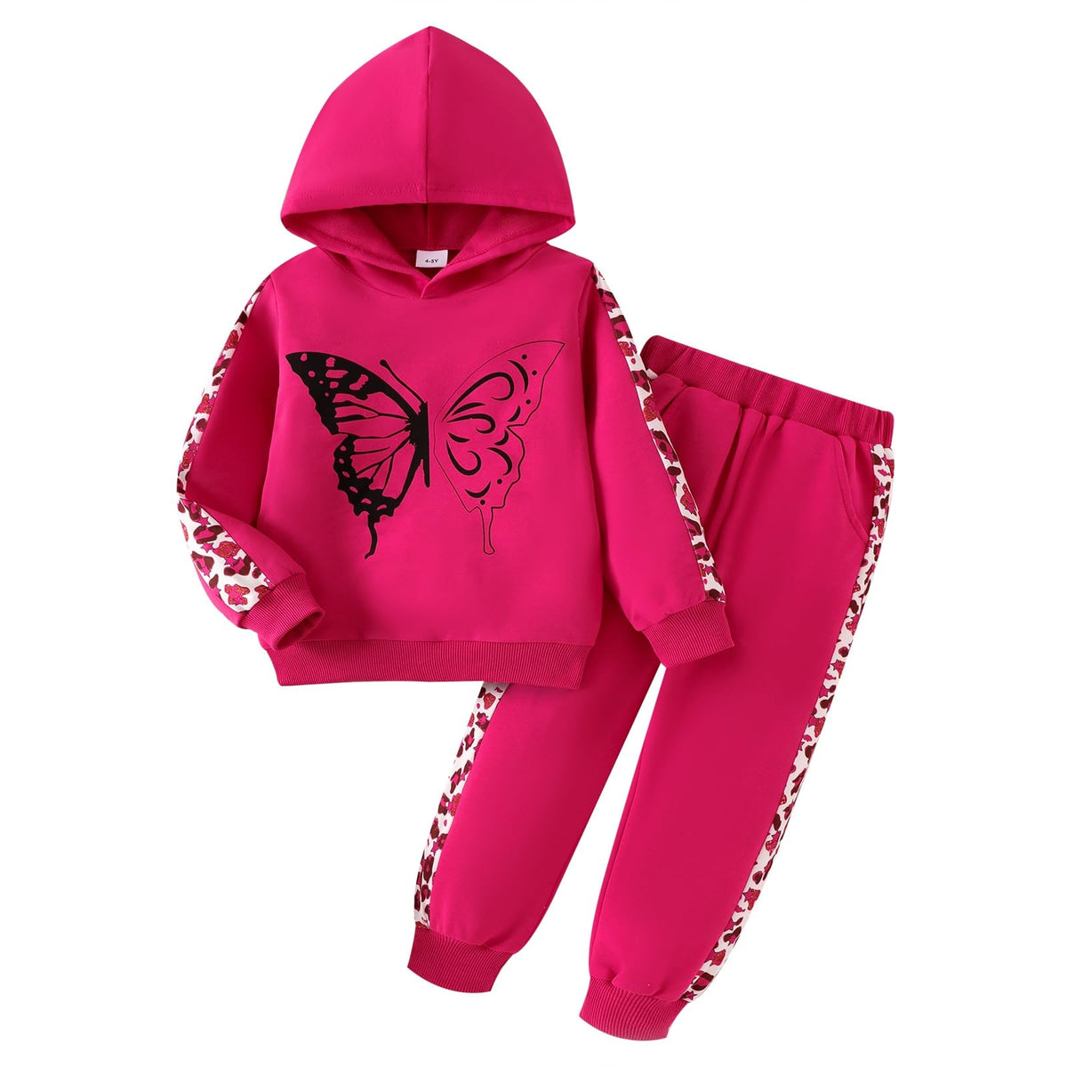 Girls Clothes Toddler Leopard Hoodie and Sweatpants Set, Ages 4-12