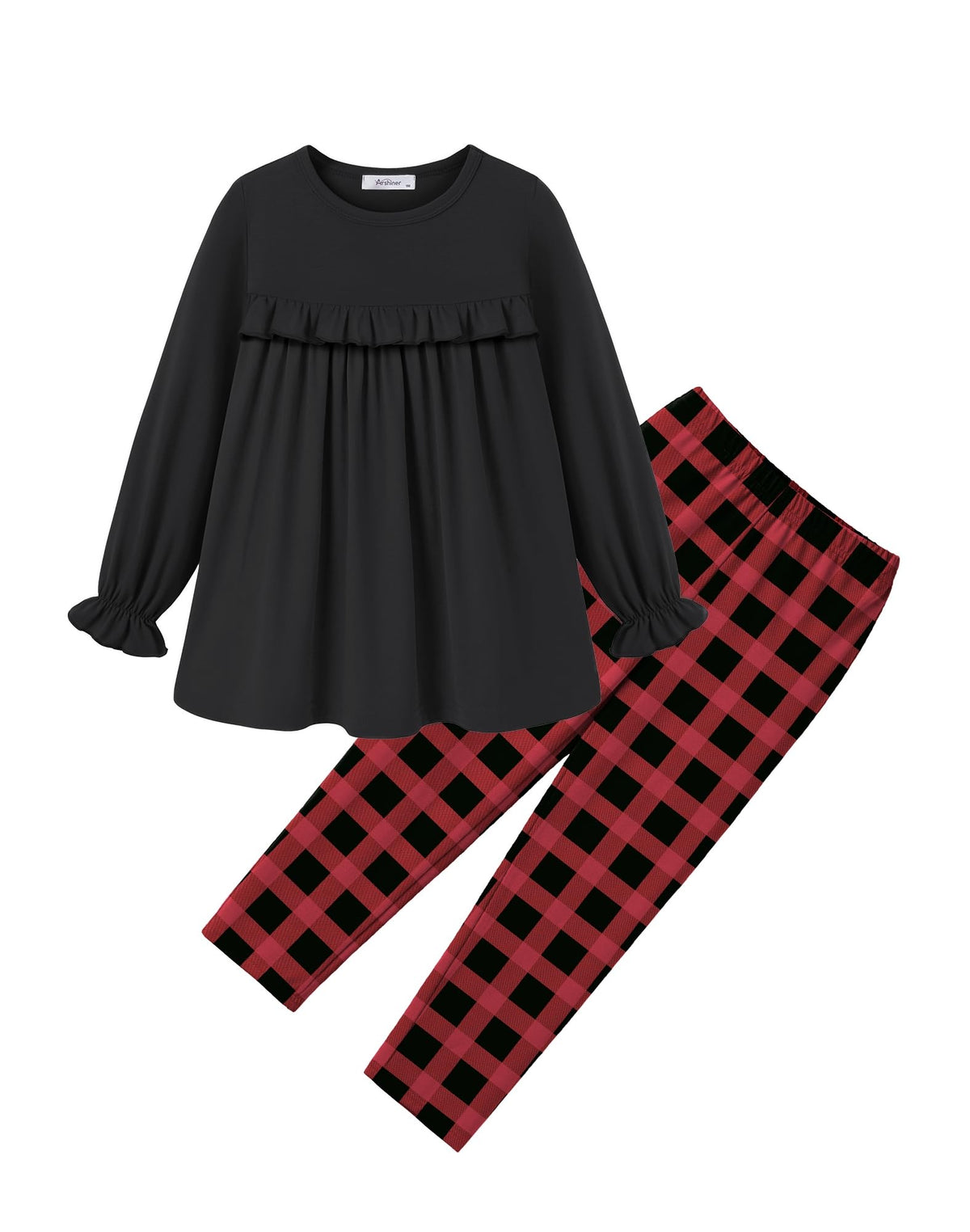 Arshiner Girls 2 Piece Outfits Toddler Fall Ruffle Shirt and Leggings Sets