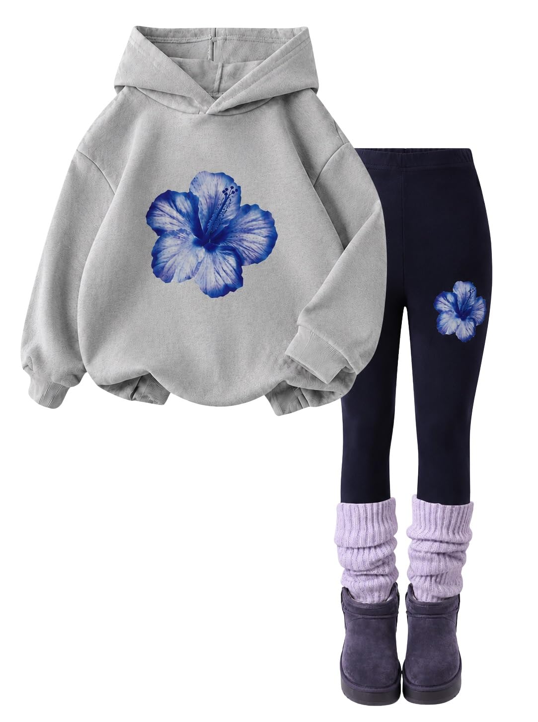 Yoxindax Girls Sweat Set Sweatshirt & Sweatpants Fall Winter Tween Clothes
