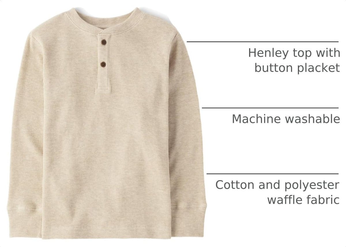 The Children's Place boys Long Sleeve Thermal Henley Shirt