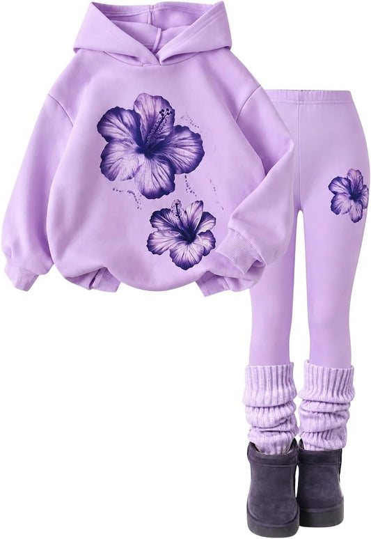 Yoxindax Girls Sweat Set Sweatshirt & Sweatpants Fall Winter Tween Clothes