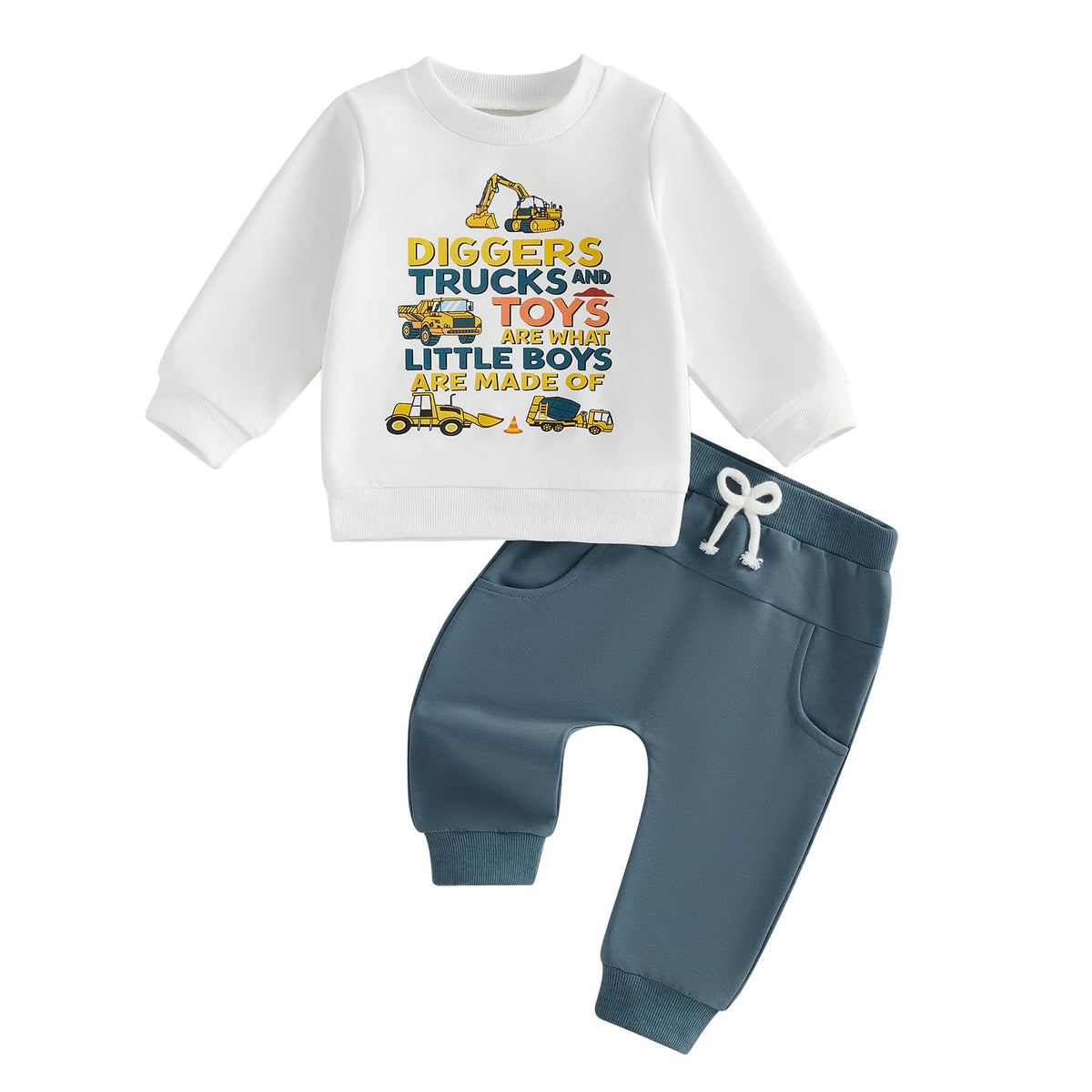 Toddler Boy Clothes Baby Kids Truck Fall Winter Outfit Sweatshirt Pants Set