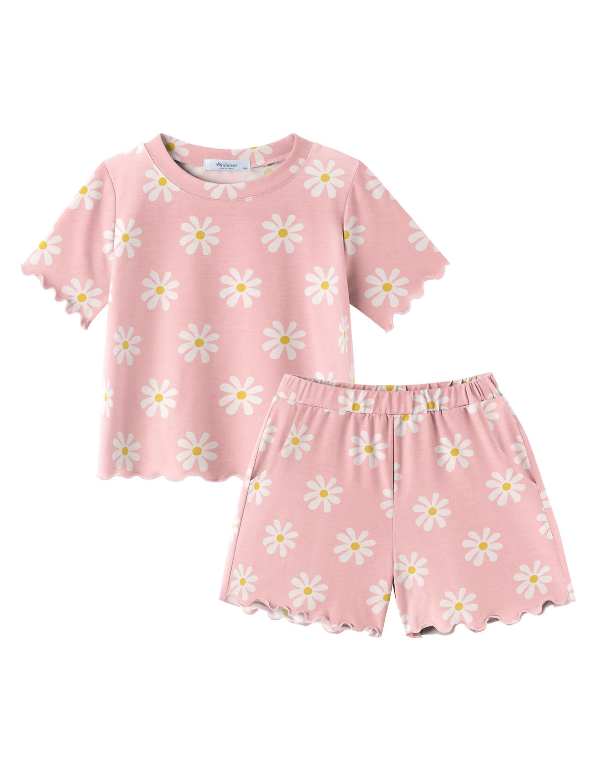 Arshiner Toddler Girls Clothes Ruffle Sleeves Top and Short 2 Piece Outfits