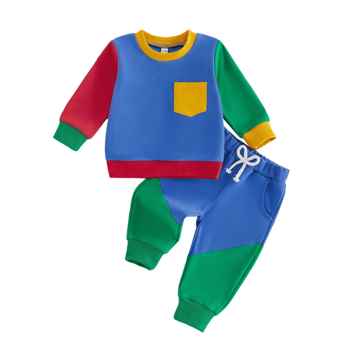 Kupretty Toddler Baby Boy Clothes Color Block Sweatshirt Pants Set