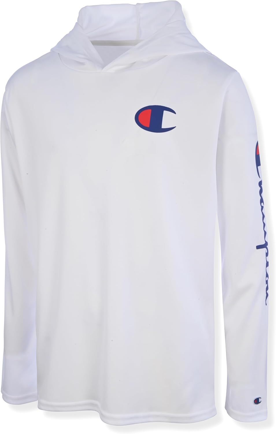 Champion Boys Long Sleeve Hooded Tee Shirt Lightweight Tech Fabric Athletic T-Shirt for Kids