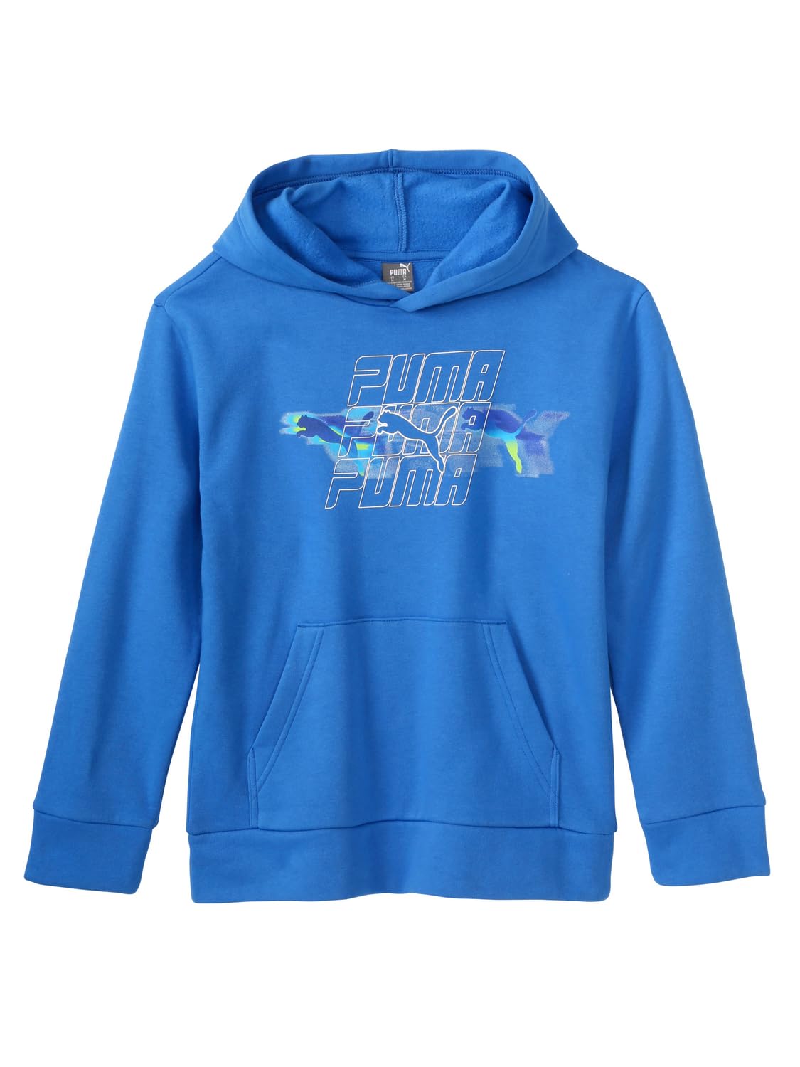 PUMA Boys' Logo Pullover Hoodie, Fleece Sweatshirt, Large Front Pocket
