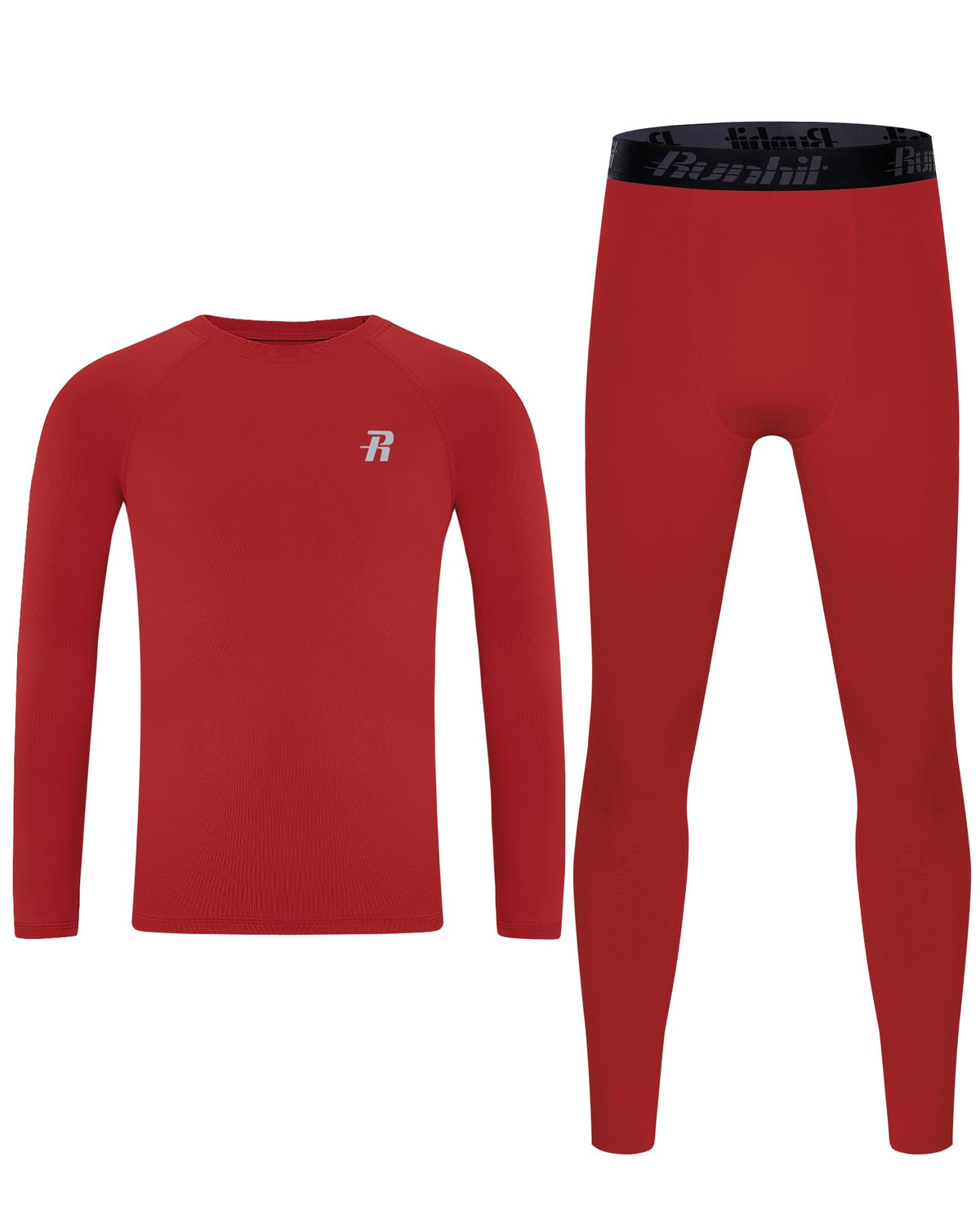 Runhit Boys Compression Shirts & Pants Set Youth Football Long Sleeve Undershirts Leggings Kids Sport Base Layer Tights UPF50