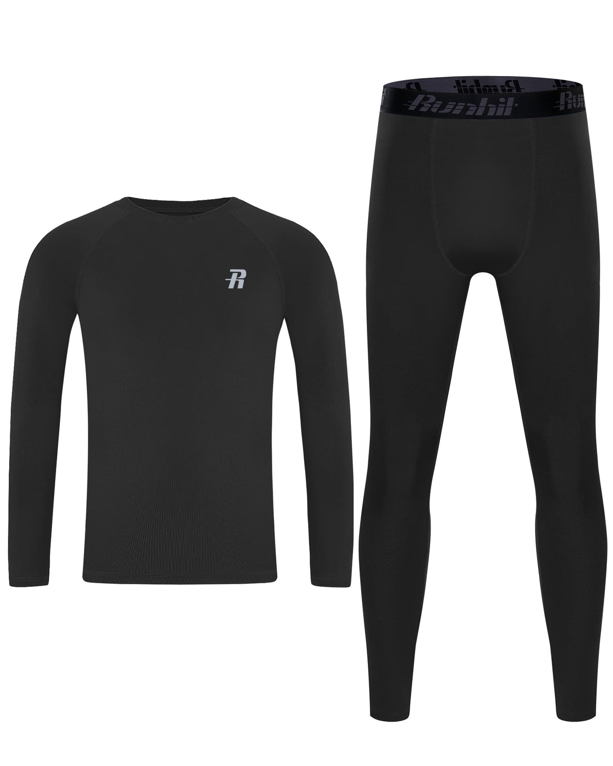 Runhit Boys Compression Shirts & Pants Set Youth Football Long Sleeve Undershirts Leggings Kids Sport Base Layer Tights UPF50
