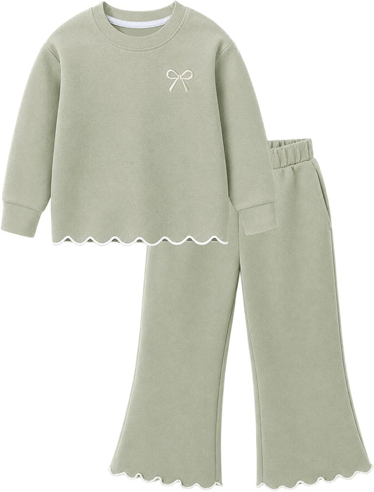 HILEELANG Girls Outfit Set 2 Piece Sweatshirt Top with Flare Pants