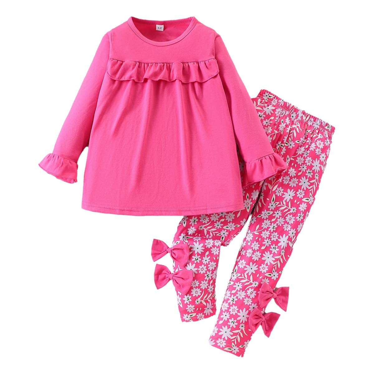 Axumity Kid Girl Clothes Ruffle Sleeve Top Floral Allover Pants 3-9 Years Fall Outfit Set