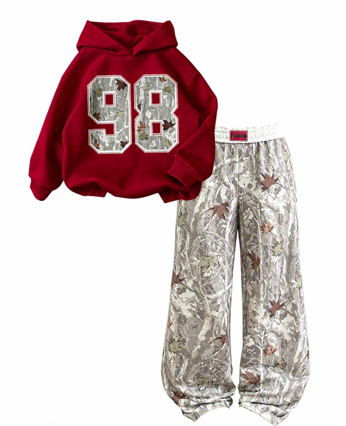 Teen Girls Outfits Maple Hoodie Wide Leg Sweatpants 2PC Tracksuit 7-14Y