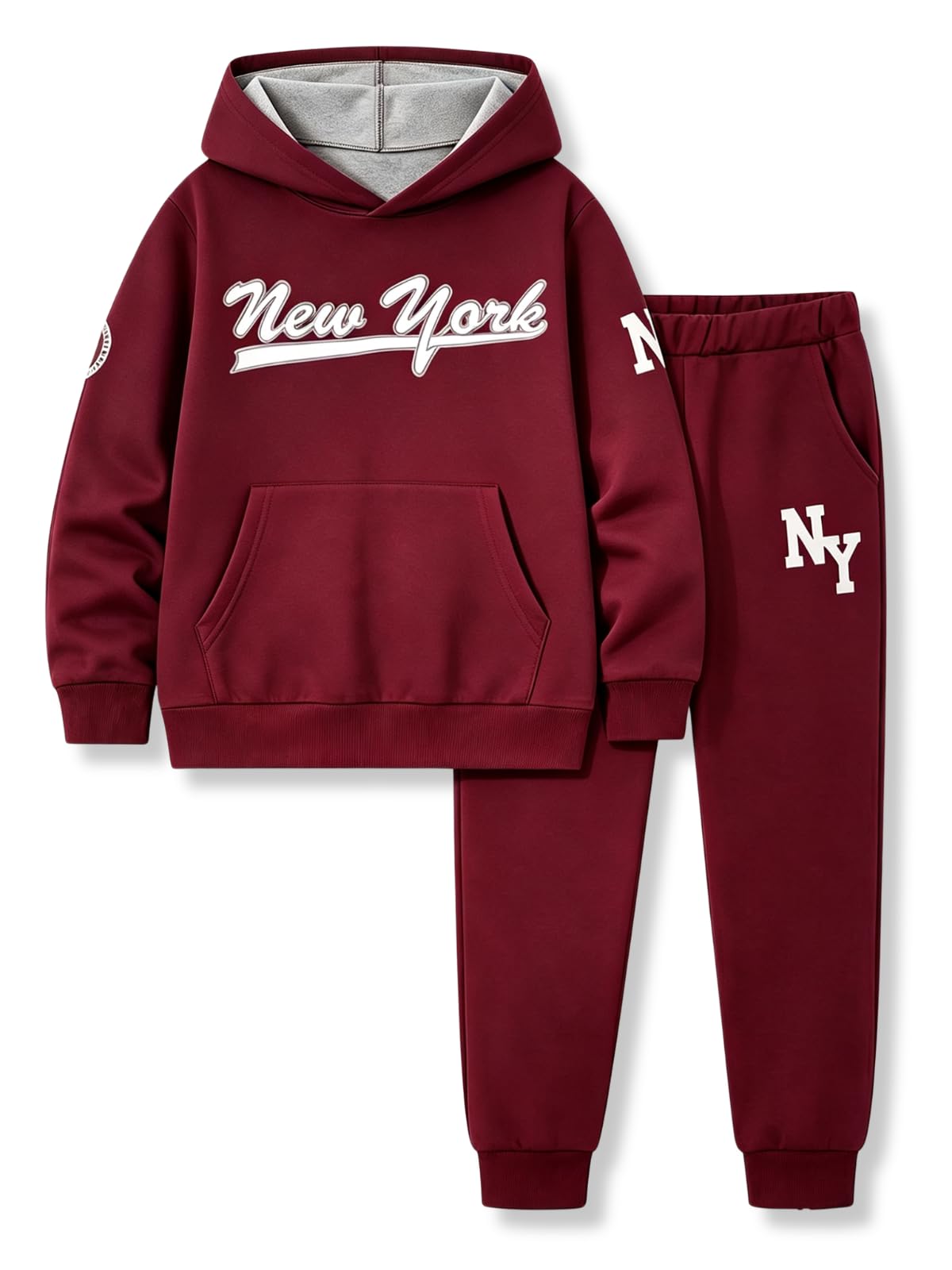 Boys Clothes Fall Hooded Long Sleeved Top and Pants 2 Piece Outfits Clothing Set with Pocket Size 5-9 Years