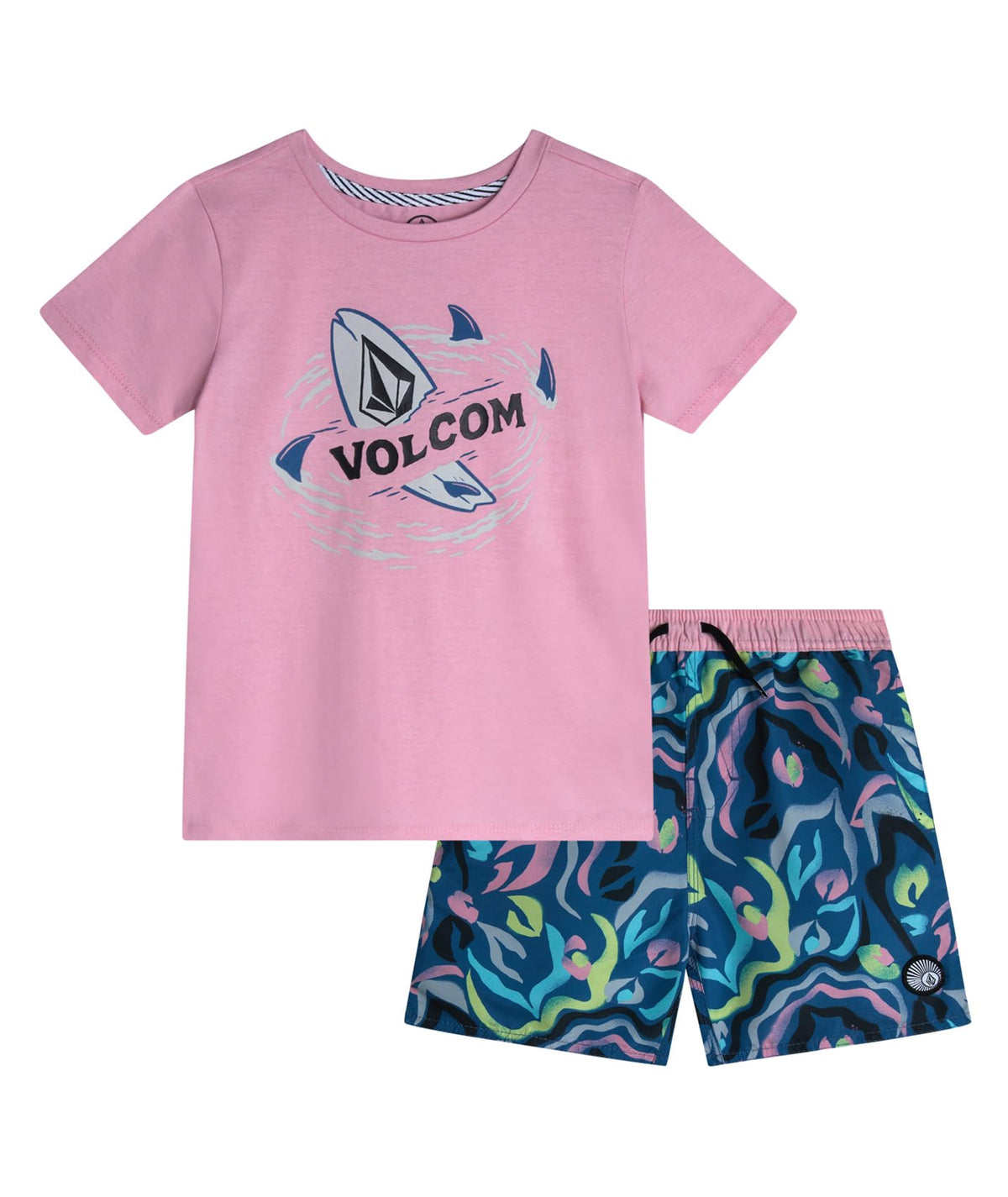 Volcom Baby Boys Swim Set 2-Piece Short Sleeve Tee Quick Dry Board Shorts