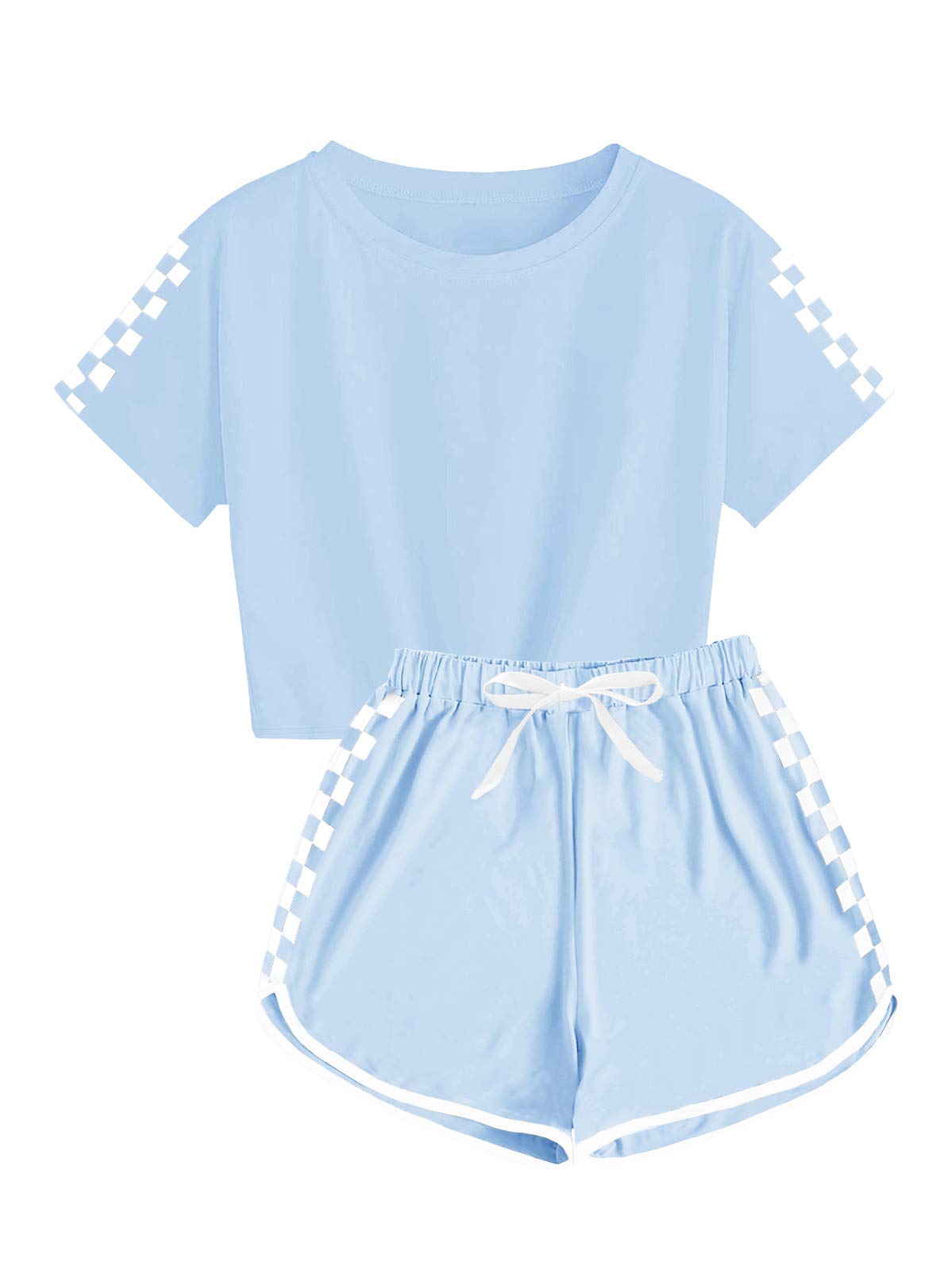 Haloumoning Unisex Girls Boys 2 Piece Outfits Crop Tops and Shorts Set