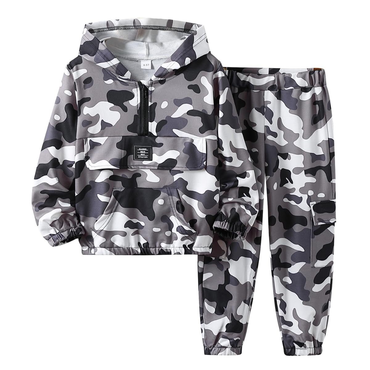 Azmxynol Boys Clothes Kids Little Boy Color Block Half Zip Hoodie & Jogger Pants 2 Piece Outfit Set,4-12 Years
