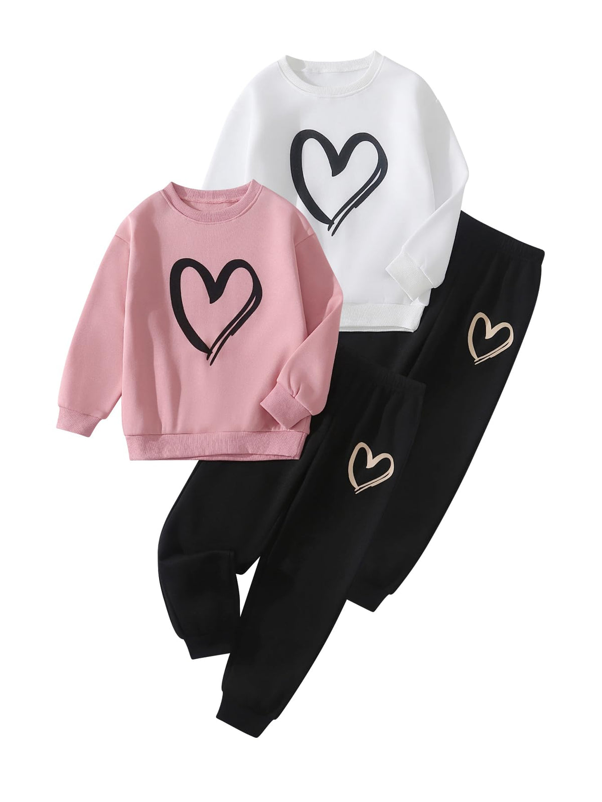 Girls Outfits 4 Piece Long Sleeve Sweatshirt Cargo Pants 3-12Y