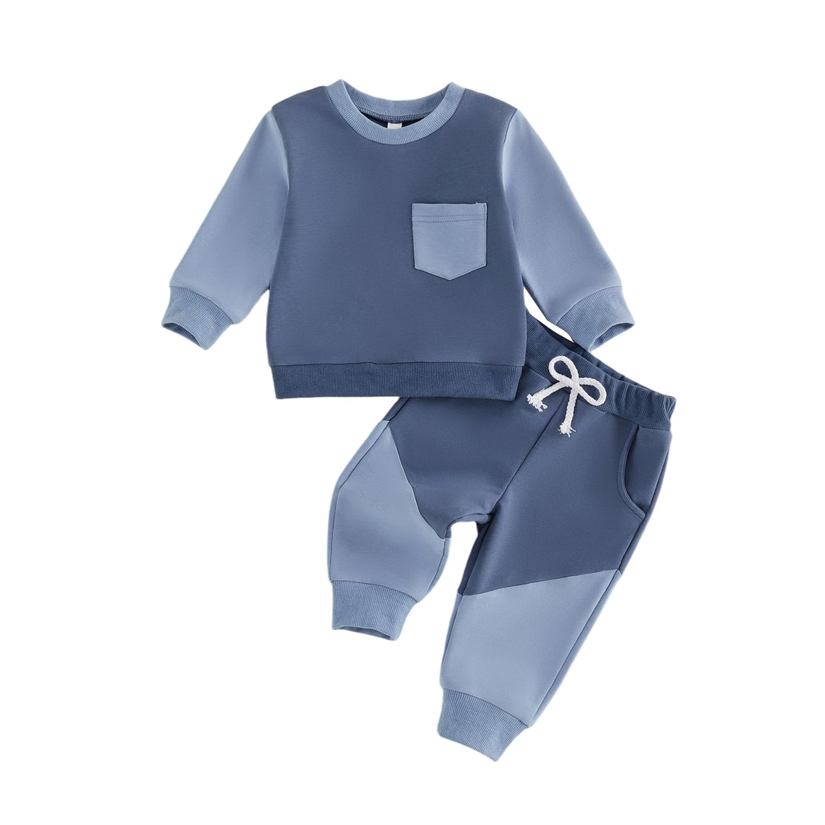 Kupretty Toddler Baby Boy Clothes Color Block Sweatshirt Pants Set